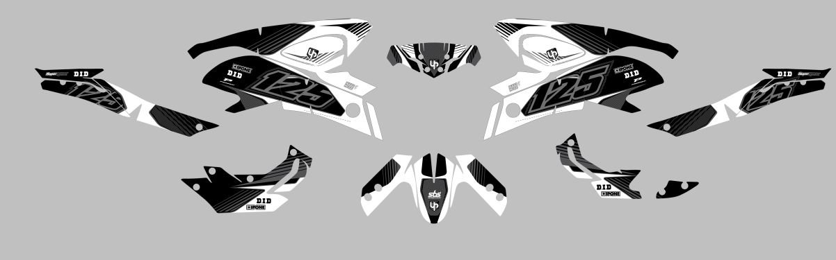Kit Deco UP Maximize Preto-Branco Yamaha MT125