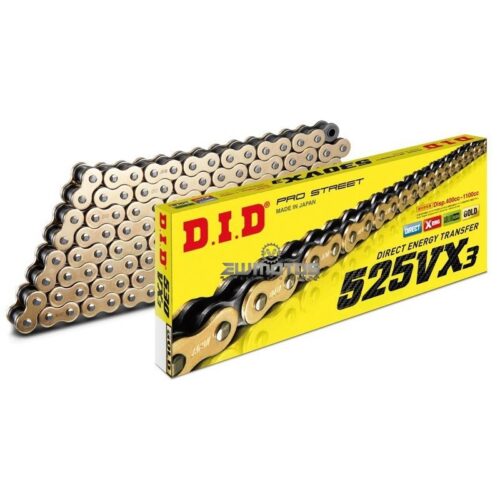 Corrente VX3 Gold&Preto 525-118 Elos (X-RING) – D.I.D