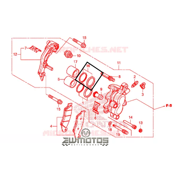 Conjunto Vedantes Pinça Travão Frente Honda CRF 250 RX 2019 - Image 2