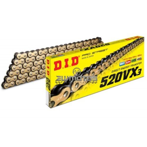 Corrente VX3 Gold&Black 520-118 Elos (X-RING) – D.I.D