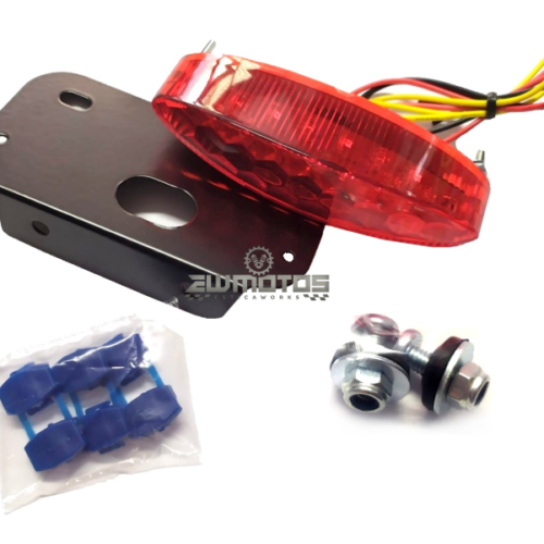 Farolim Oval 15 leds com suporte matrícula, vidro vermelho – Homologado
