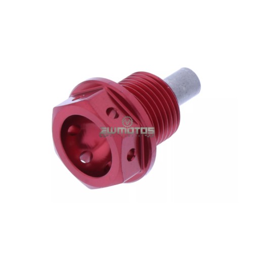 Parafuso Magnético Bujon Óleo M12X1.50mm (15mm) Alumínio Racing Vermelho