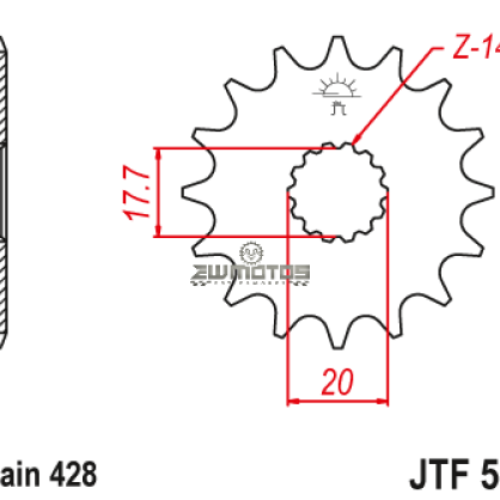 Pinhão Ataque JT Yamaha DTR 125 – 15 Dentes