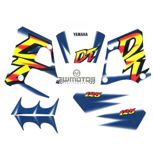 Kit Autocolantes Yamaha DTR 125 Azul/Amarelo/Vermelho/Preto