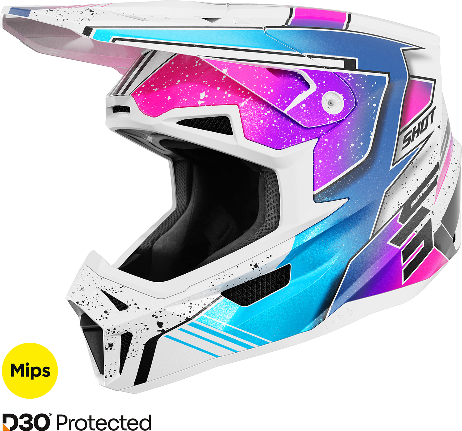 Capacete LITE RACING Branco / Rosa Pérola M