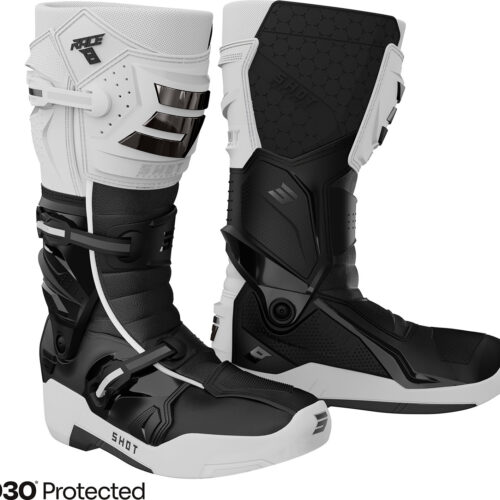 Botas RACE 8 Brancas / Pretas / Cromadas 46