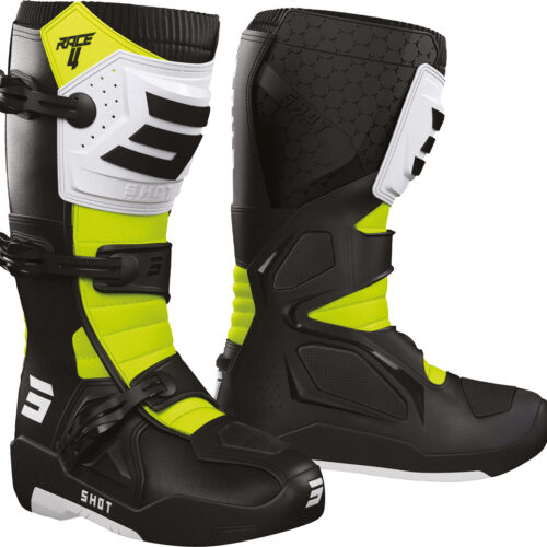 Botas RACE 4 Pretas / Brancas / Amarelas Neon 46
