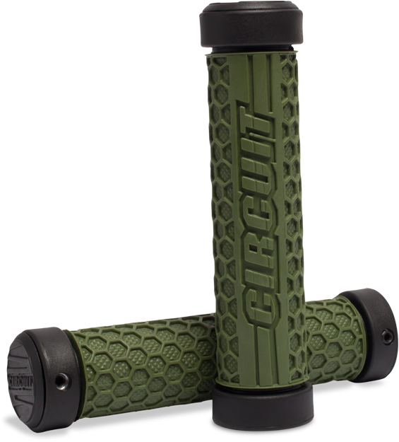 Punhos HEXAGON Clamp-ON Quad / Bike Preto / Verde Tropa