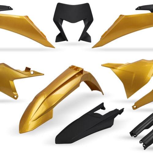 Kit de Plásticos FULL (c / Porta Farol) Dourado — RPKITKTM031GD0F